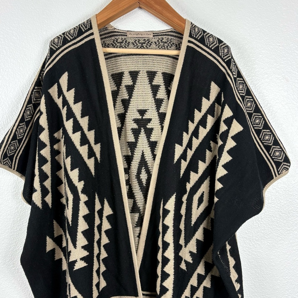 Do Everything in Love Black Aztec Poncho - Picture 4 of 6